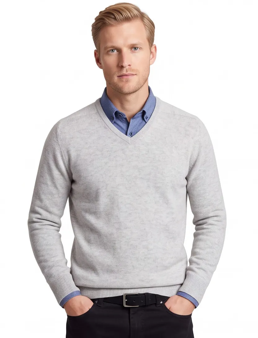 trui William Lockie grijs wijde fit