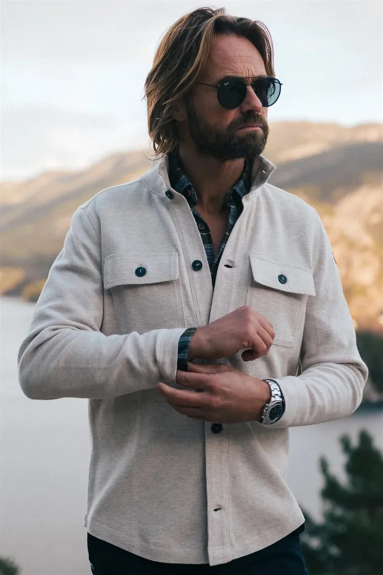 New Zealand overshirt beige effen katoen