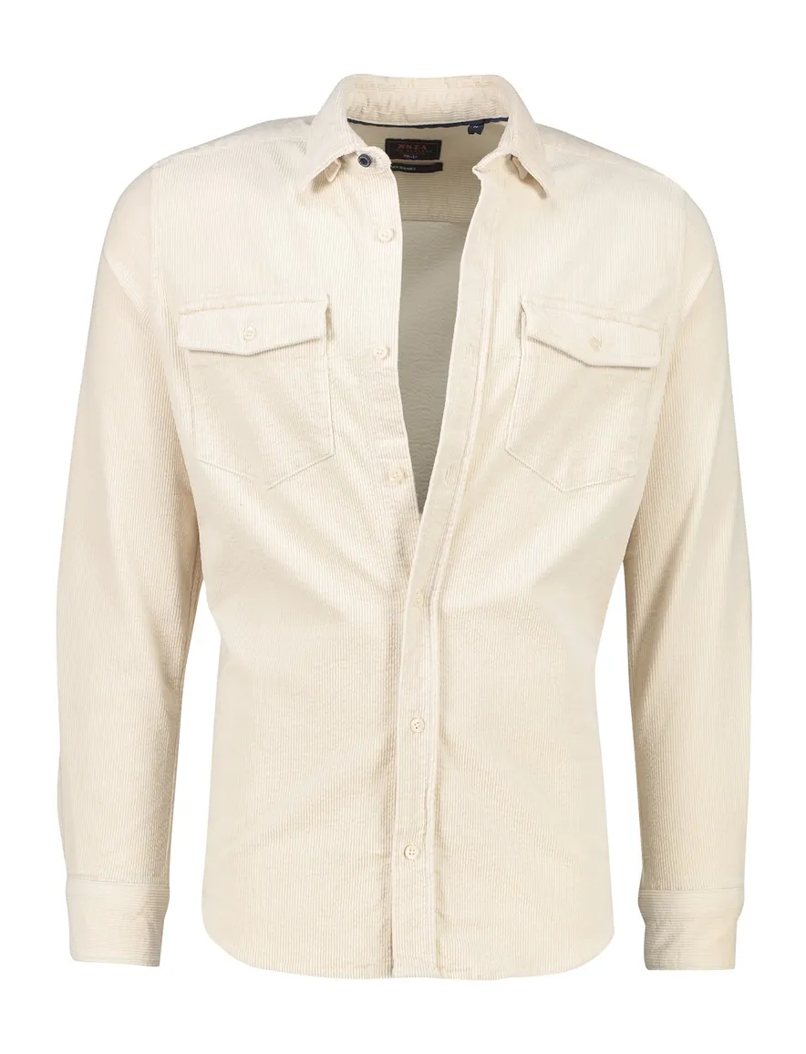 New Zealand overshirt beige effen dubbele borstzak