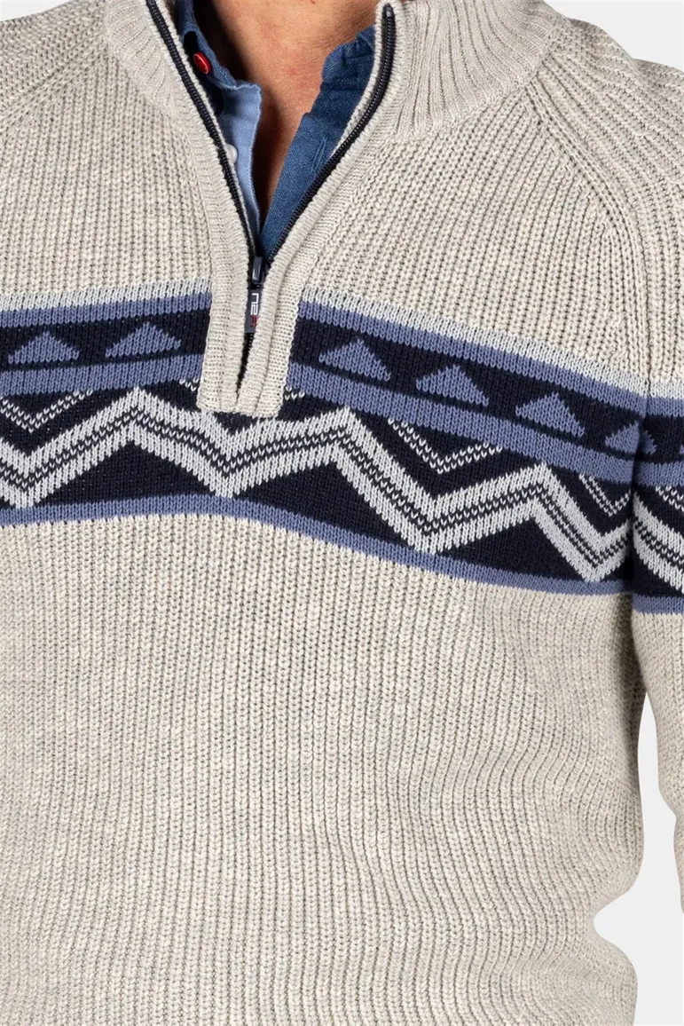 NZA half zip trui Andrew gebreid beige