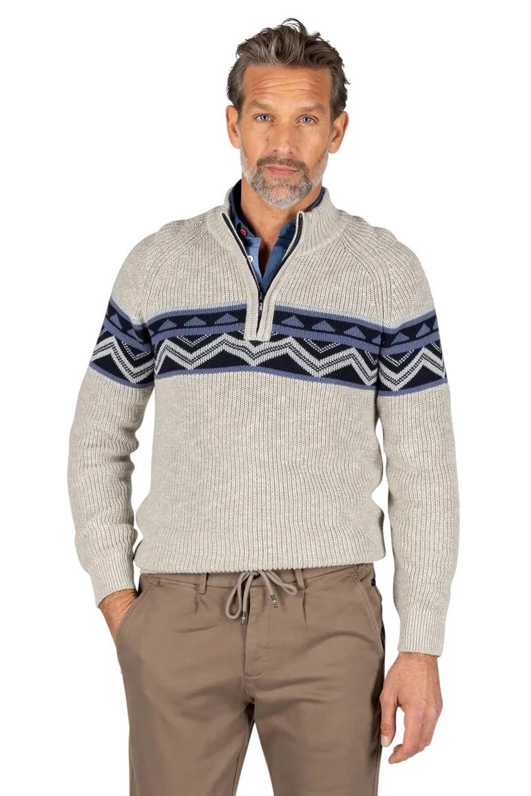 NZA half zip trui Andrew gebreid beige