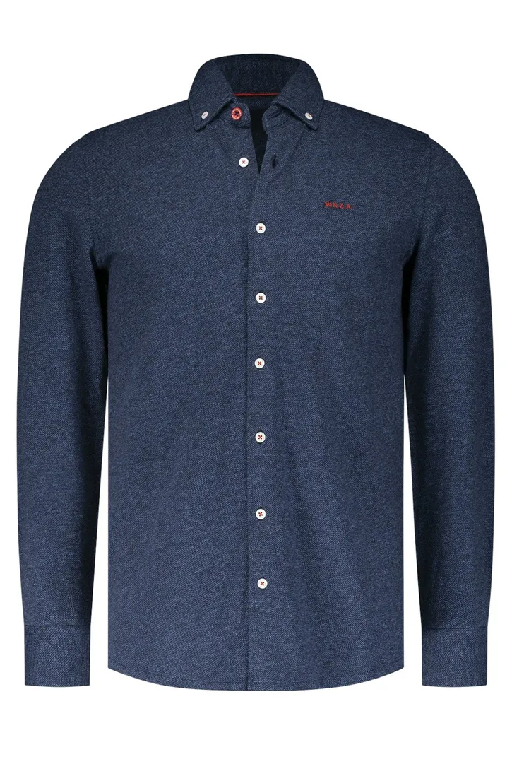 katoenen New Zealand overhemd blauw gemeleerd