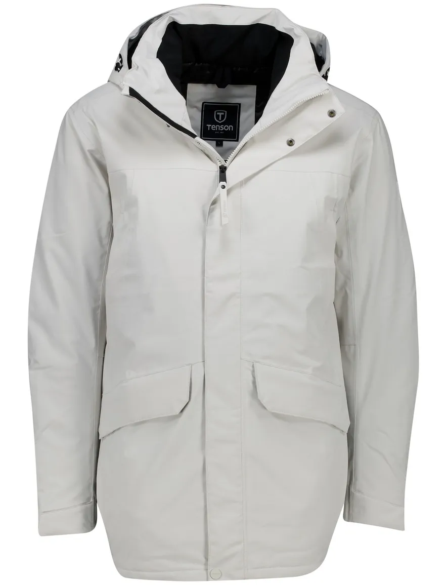 winterjas wit Tenson Chris parka met capuchon