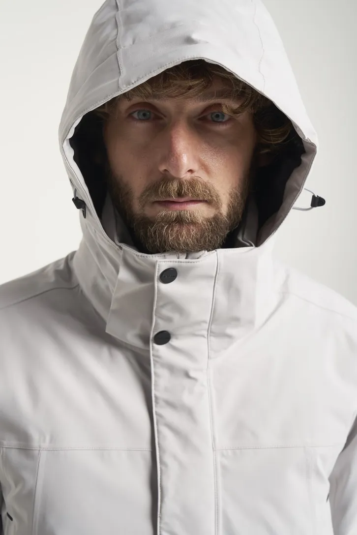winterjas Tenson Chris lichtgrijs parka met capuchon