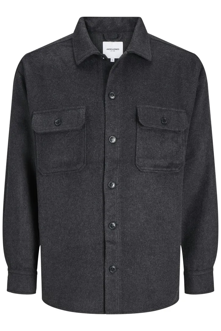 Jack & Jones overshirt zwart dubbele borstzak effen