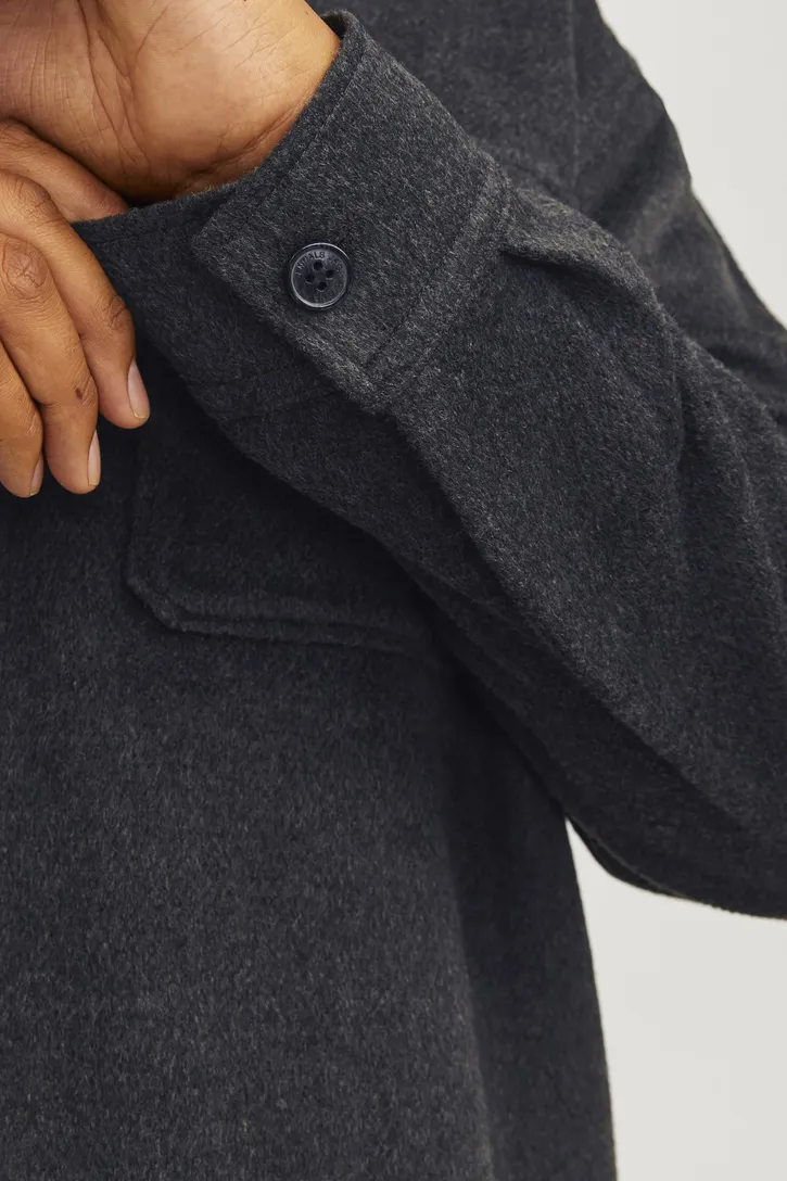 Jack & Jones overshirt zwart dubbele borstzak effen