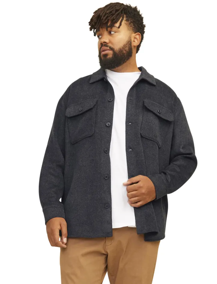 Jack & Jones overshirt zwart dubbele borstzak effen