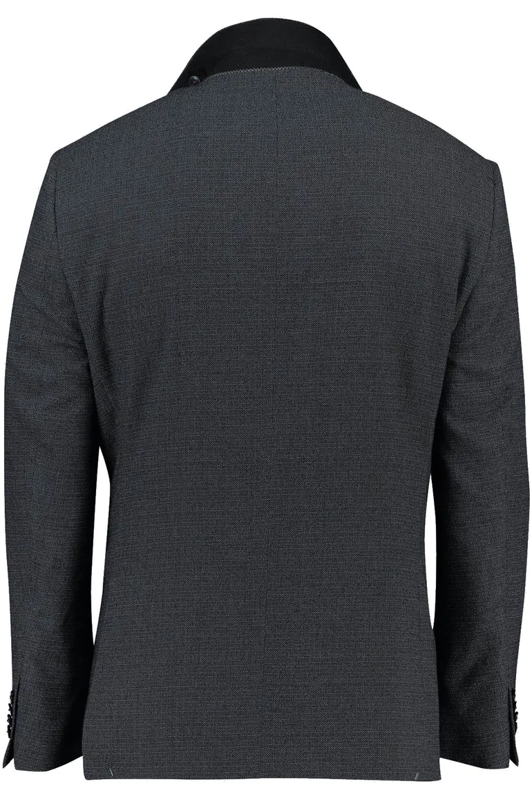 colbert Digel polyester, stretch normale fit donkerblauw geruit
