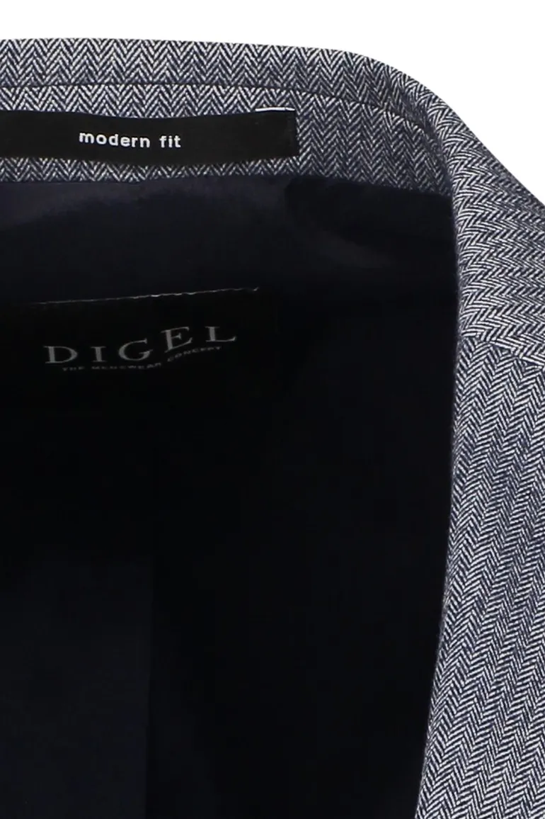 colbert Digel polyester normale fit donkerblauw geruit