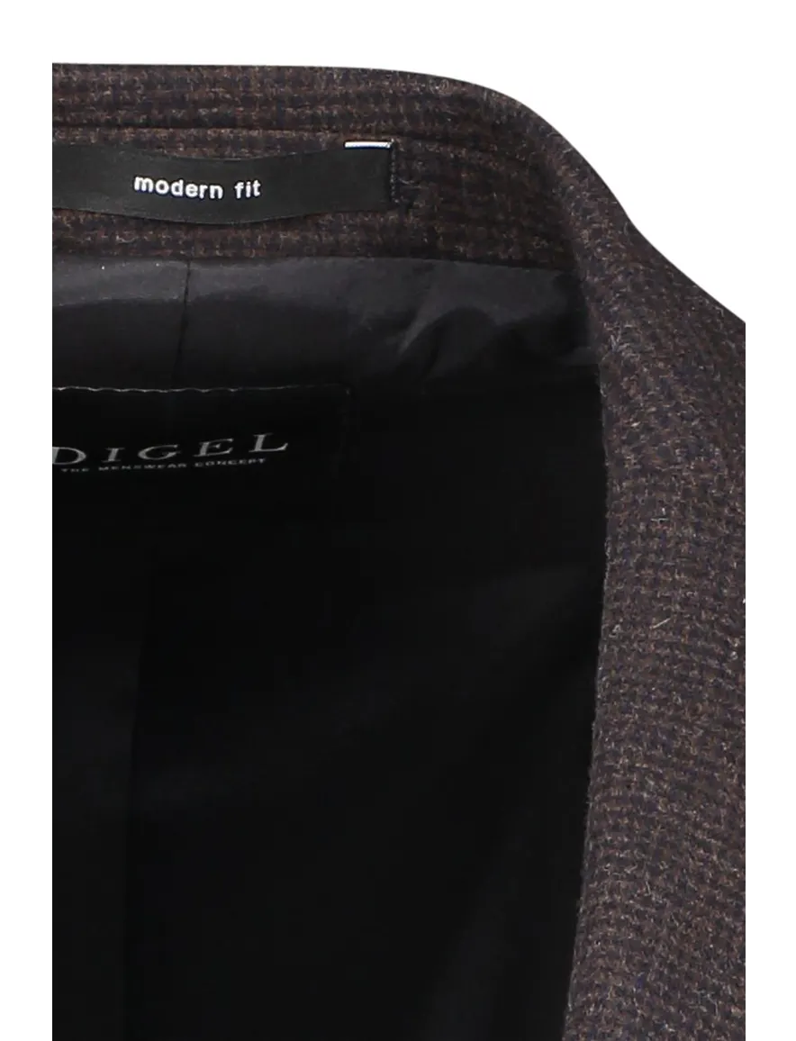 Digel colbert donkerblauw geruit wol