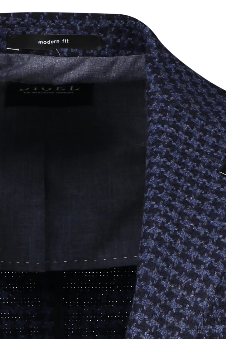 Digel colbert donkerblauw geprint normale fit