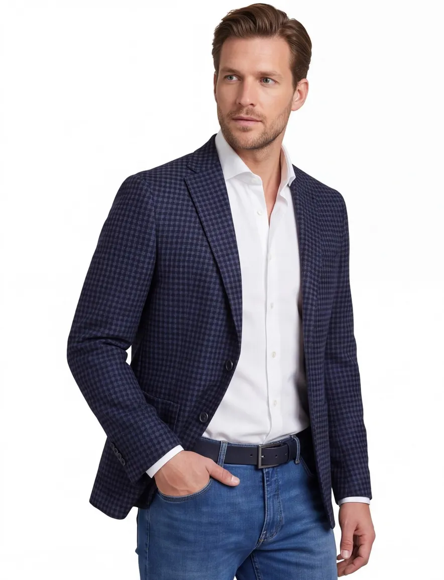 Digel colbert donkerblauw geprint normale fit