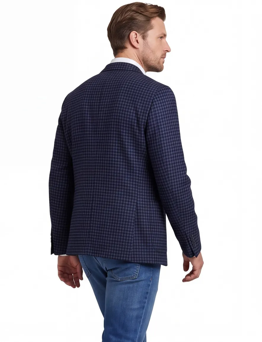 Digel colbert donkerblauw geprint normale fit