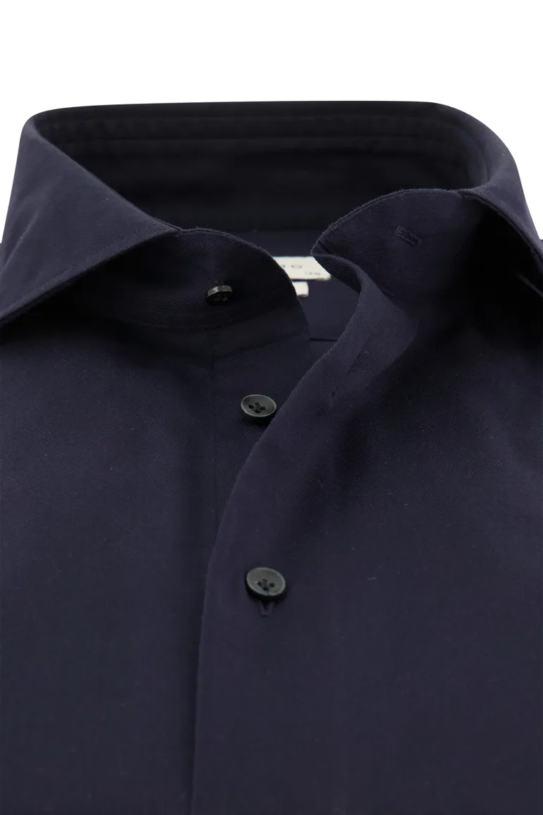 business overhemd Profuomo donkerblauw effen katoen slim fit