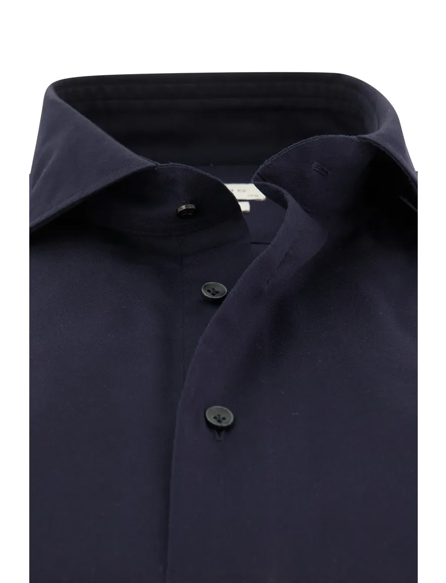 business overhemd Profuomo donkerblauw effen katoen slim fit