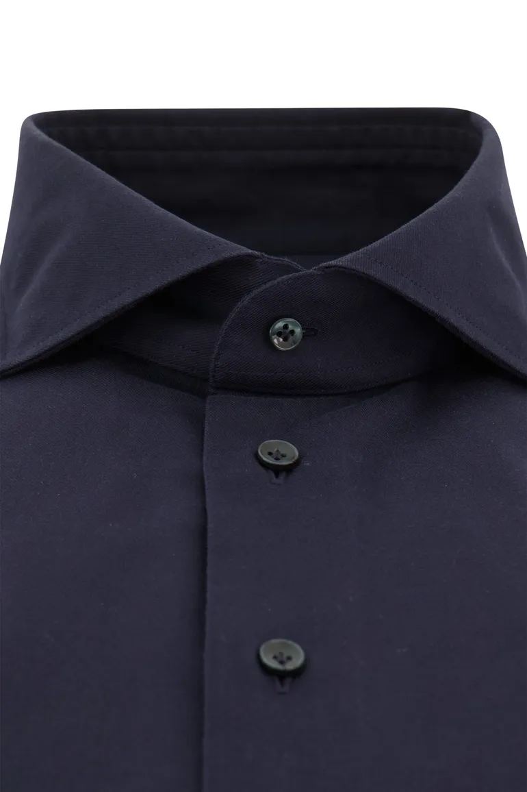 business overhemd Profuomo donkerblauw effen katoen slim fit