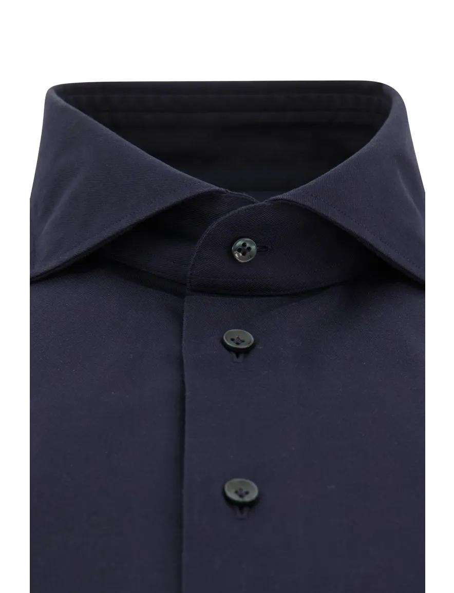 business overhemd Profuomo donkerblauw effen katoen slim fit