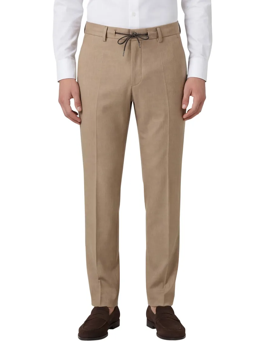 Roy Robson pantalon mix en match camel gemeleerd normale fit