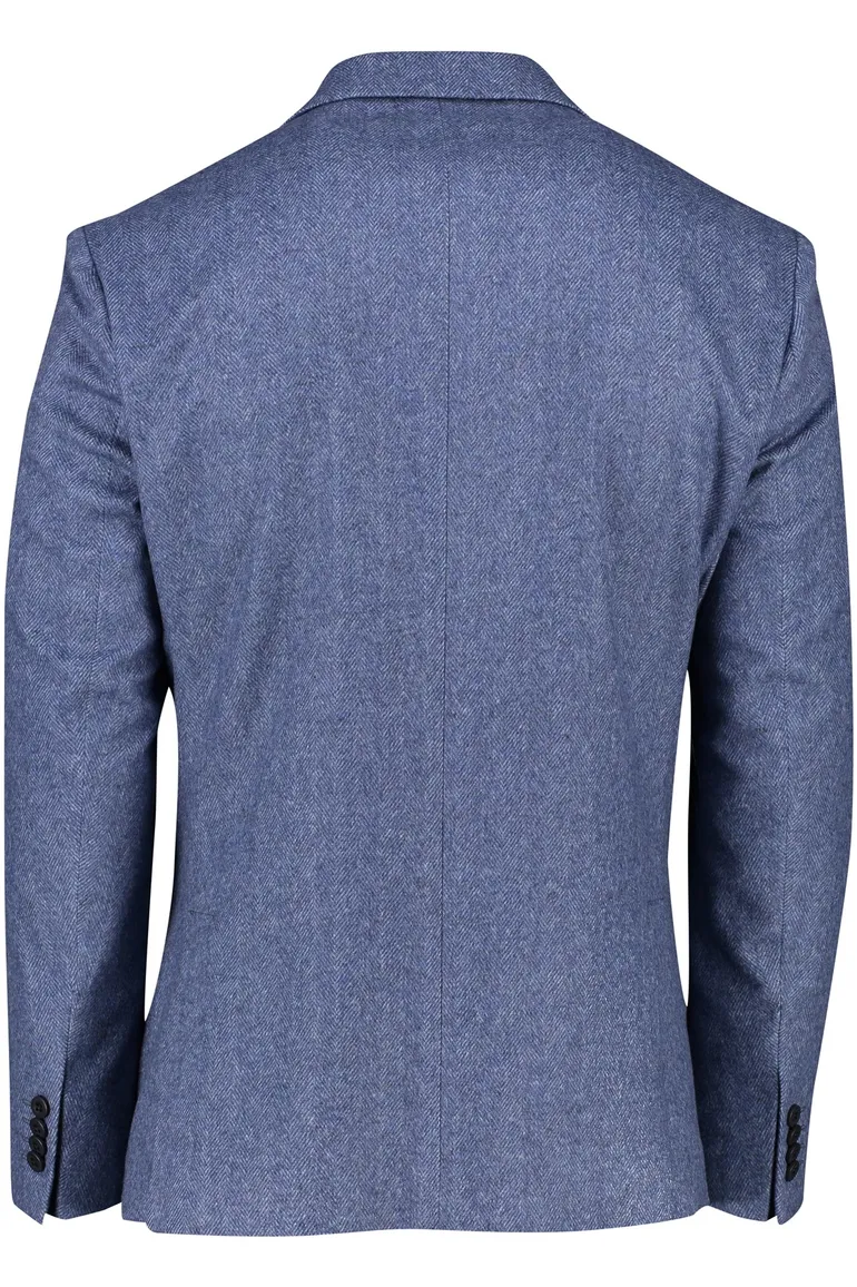 colbert Roy Robson polyester, stretch, wol normale fit blauw geruit