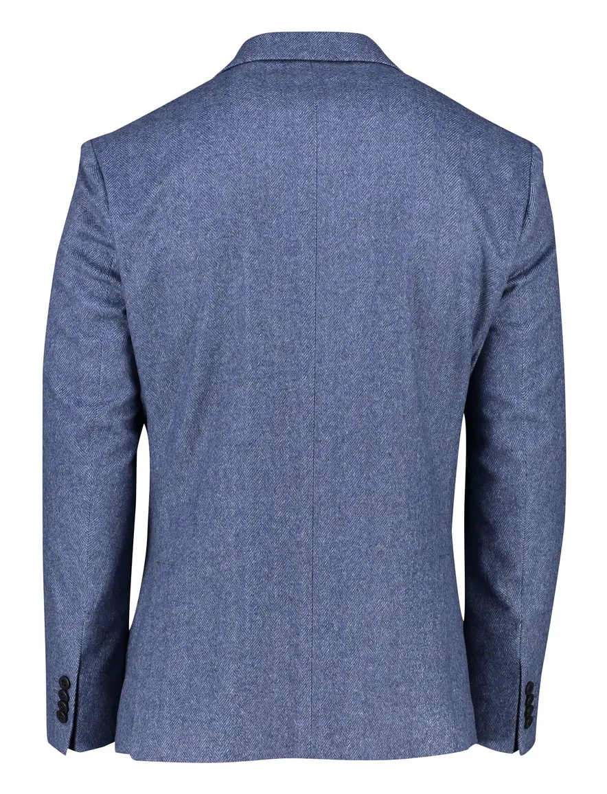 colbert Roy Robson polyester, stretch, wol normale fit blauw geruit
