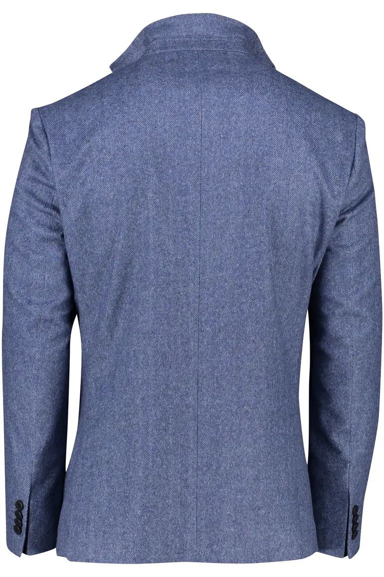 colbert Roy Robson polyester, stretch, wol normale fit blauw geruit