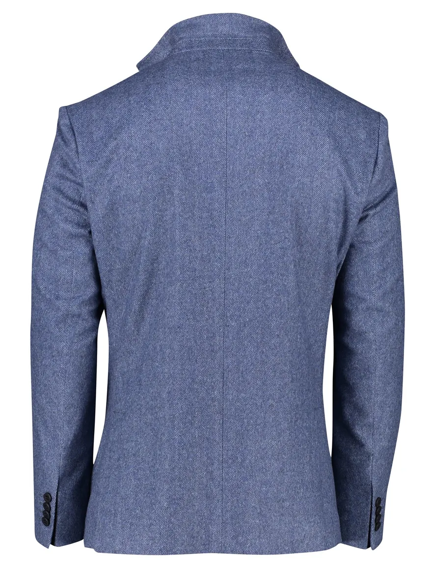 colbert Roy Robson polyester, stretch, wol normale fit blauw geruit