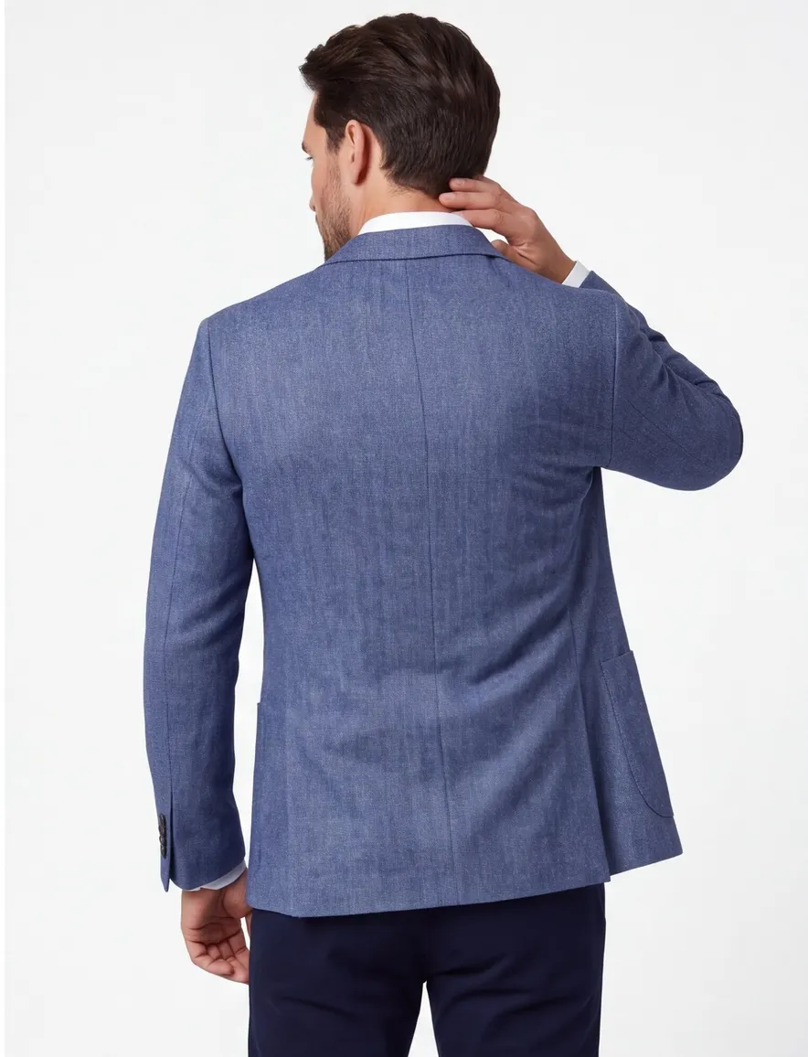 colbert Roy Robson polyester, stretch, wol normale fit blauw geruit
