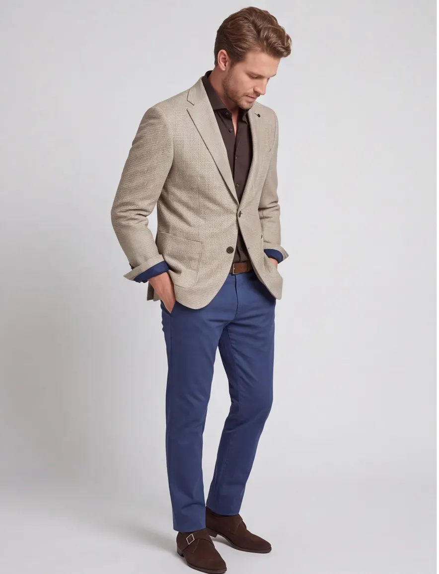 colbert Roy Robson polyester, wol normale fit beige geruit