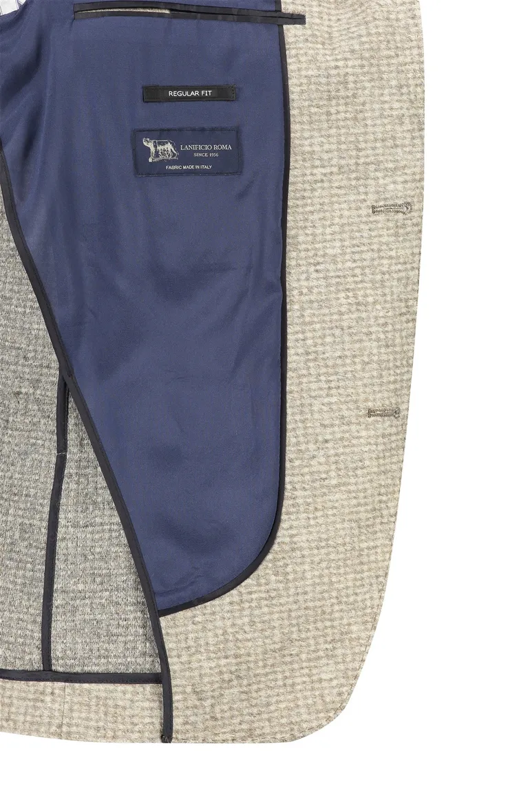 colbert Roy Robson polyester, wol normale fit beige geruit