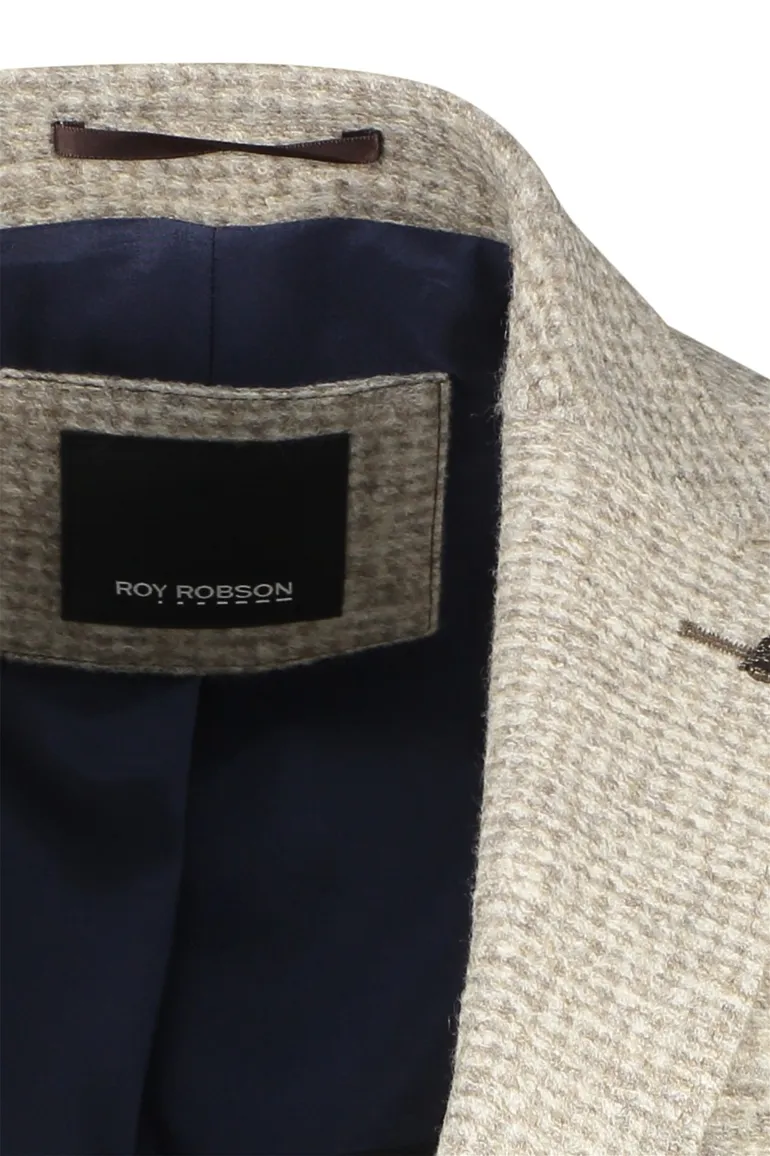 colbert Roy Robson polyester, wol normale fit beige geruit