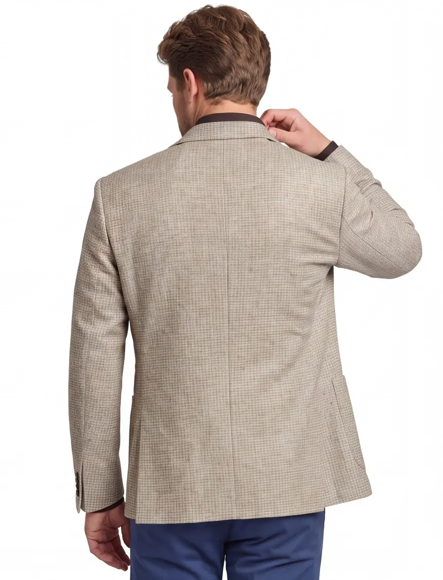 colbert Roy Robson polyester, wol normale fit beige geruit