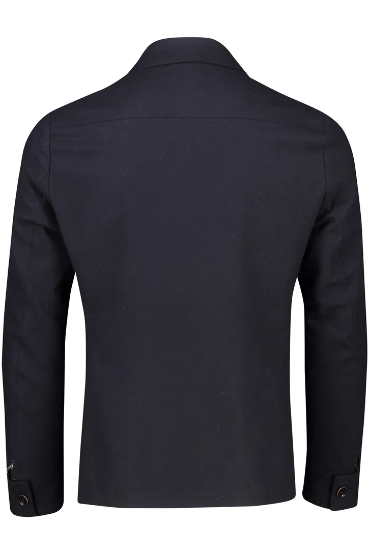 Carl Gross overshirt donkerblauw effen normale fit wol