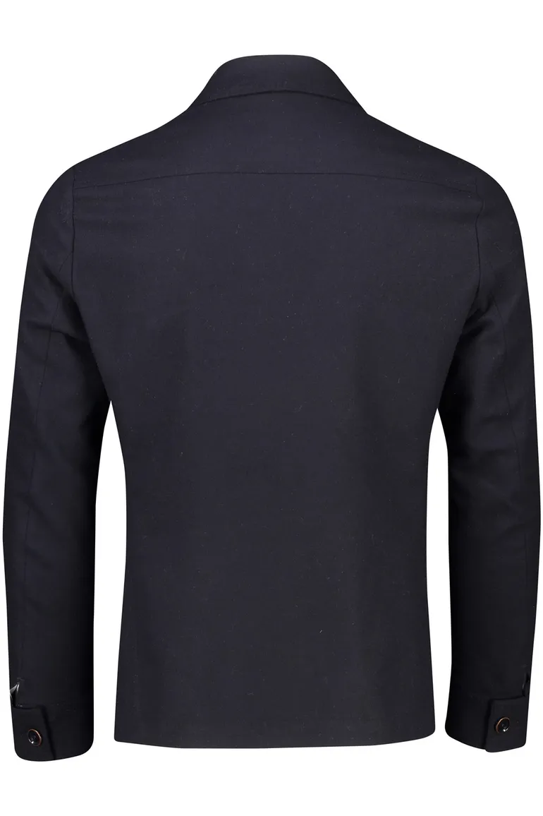 Carl Gross overshirt donkerblauw effen normale fit wol
