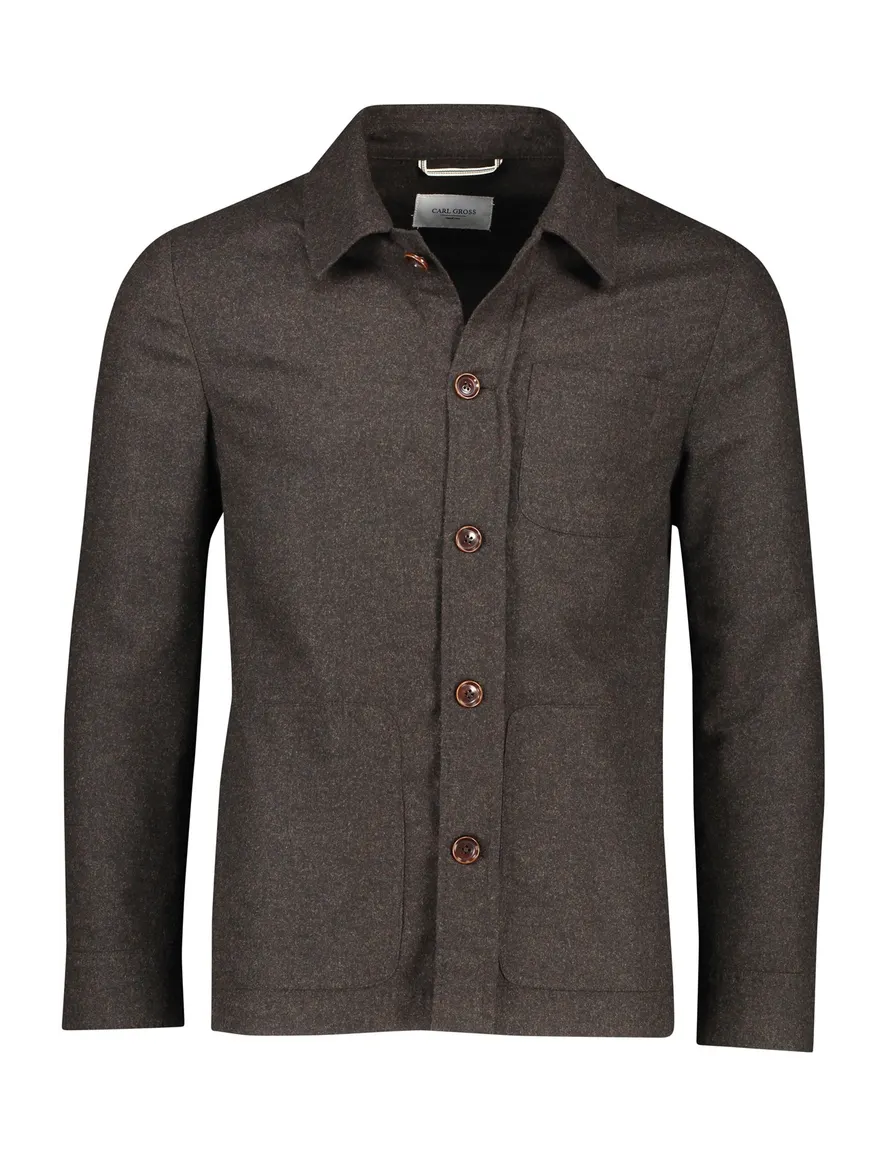 Carl Gross overshirt bruin effen borstzak