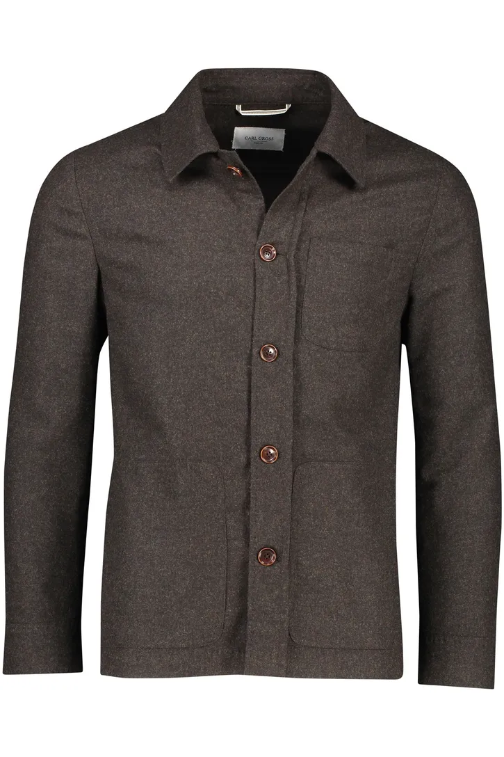 Carl Gross overshirt bruin effen normale fit
