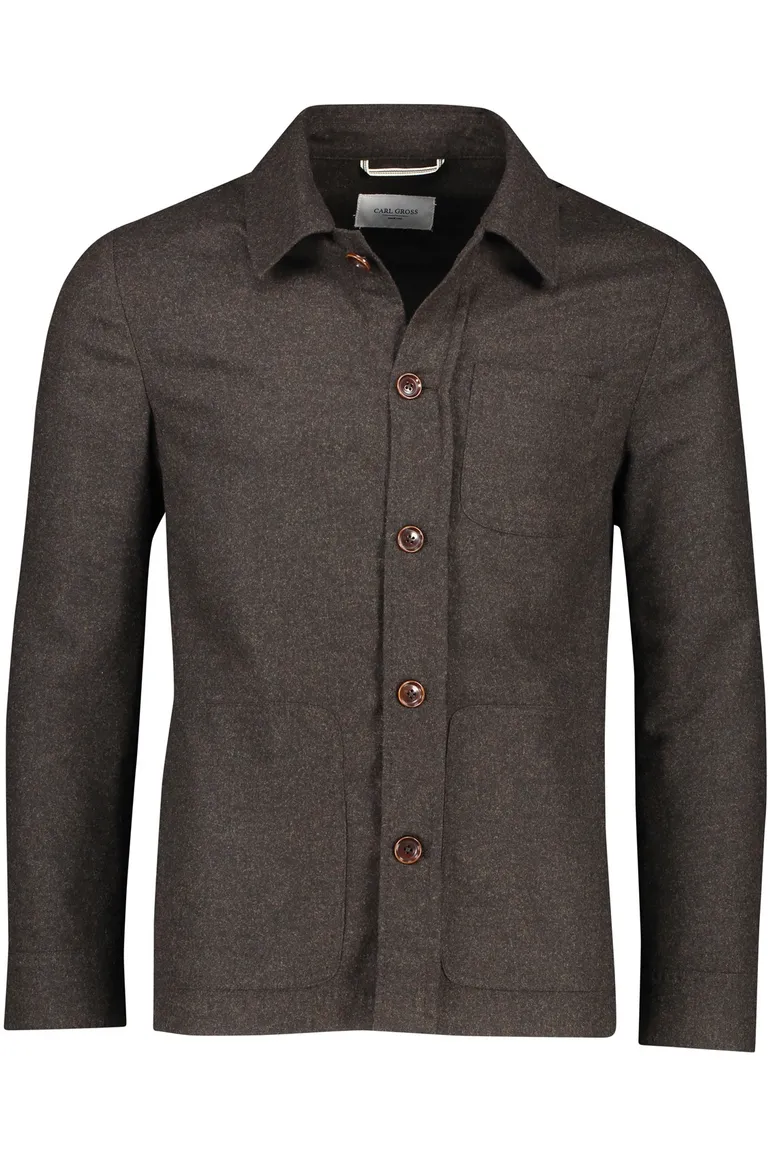 Carl Gross overshirt bruin effen