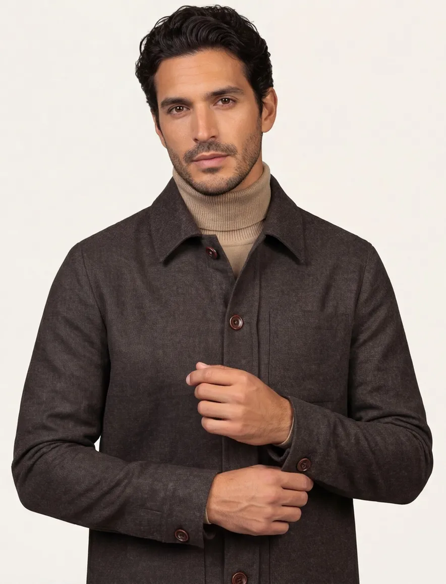 Carl Gross overshirt bruin effen
