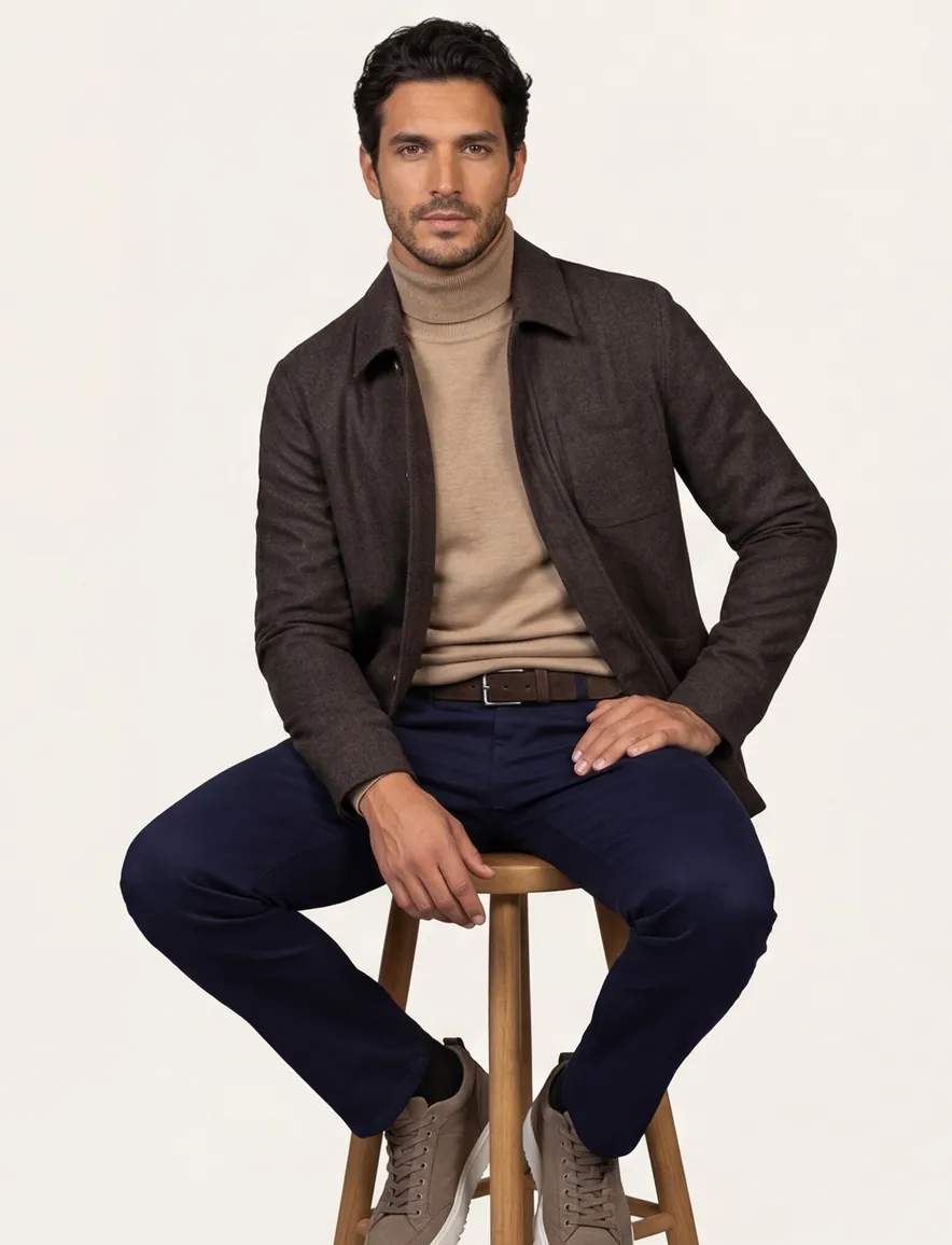 Carl Gross overshirt bruin effen