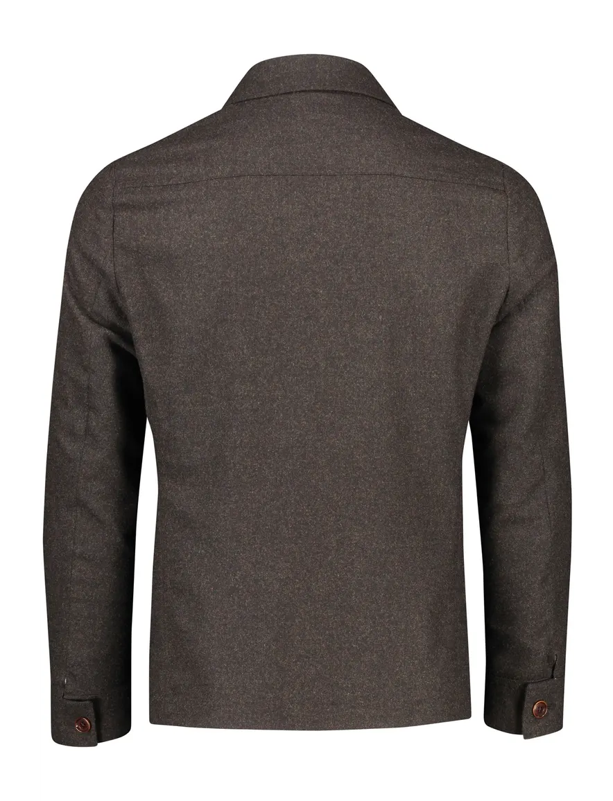 Carl Gross overshirt bruin effen borstzak