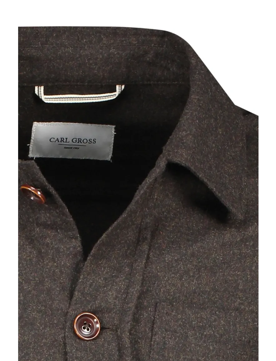 Carl Gross overshirt bruin effen borstzak