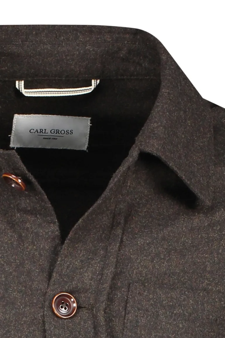 Carl Gross overshirt bruin effen