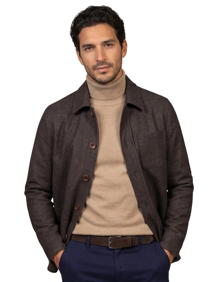 Carl Gross overshirt bruin effen normale fit