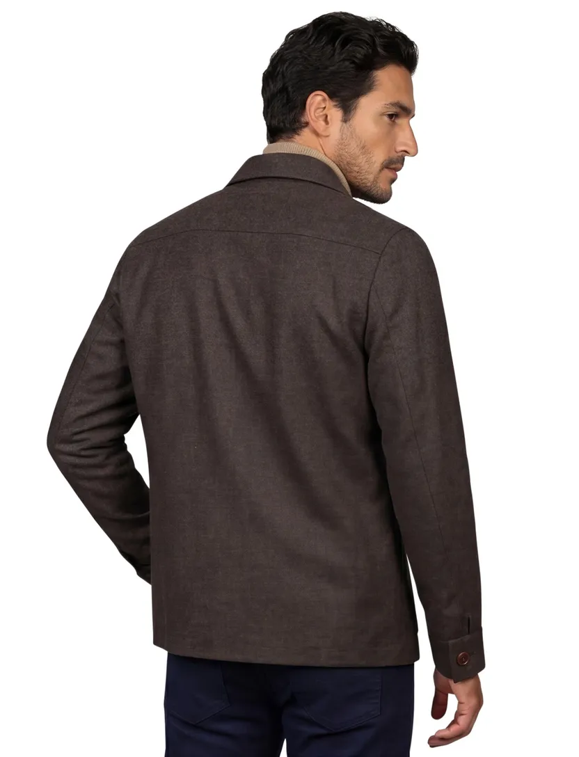 Carl Gross overshirt bruin effen normale fit