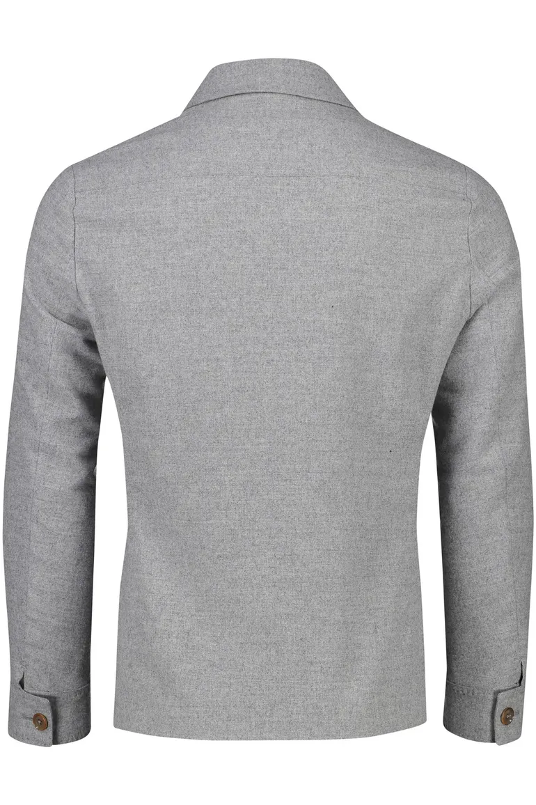Carl Gross overshirt grijs effen normale fit borstzak