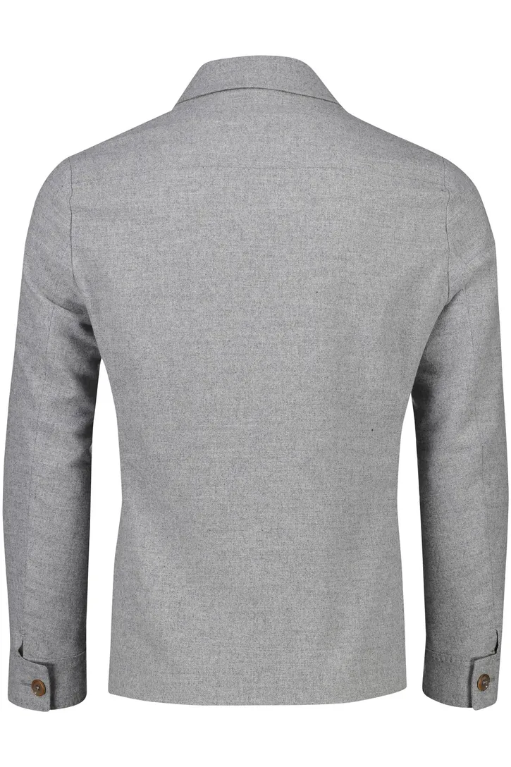 Carl Gross overshirt grijs effen normale fit wol stretch