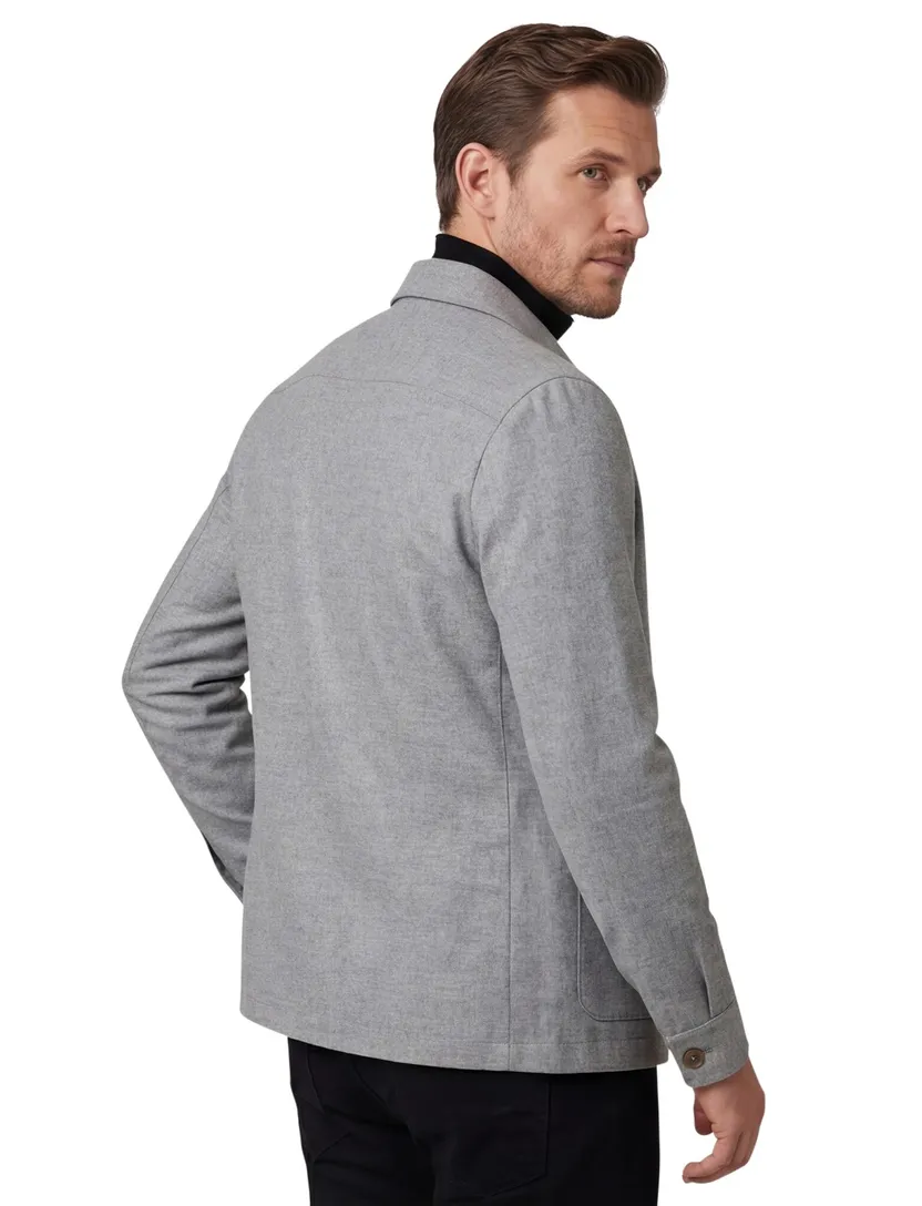 Carl Gross overshirt grijs effen normale fit wol stretch