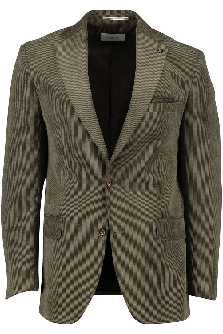 Carl Gross colbert groen modern fit corduroy borstzak