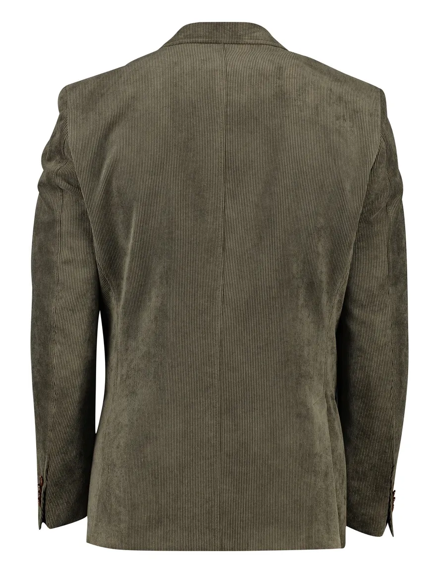 Carl Gross colbert groen modern fit corduroy borstzak