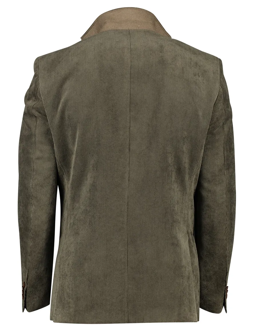 Carl Gross colbert groen modern fit corduroy borstzak