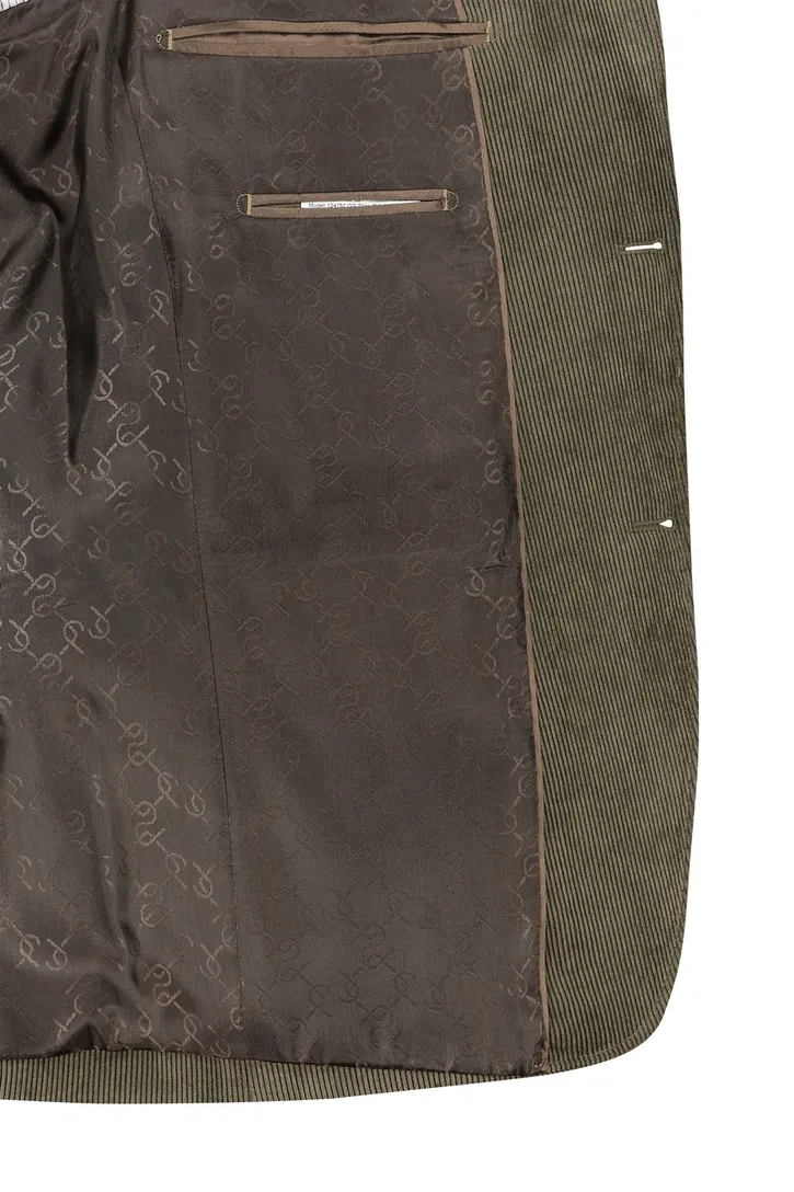 Carl Gross colbert groen modern fit corduroy borstzak